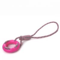 Bavlněné přetahovadlo s TPR růžovým kroužkem, odolná (gumová) hračka z termoplastické pryže
