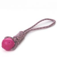 Bavlněné přetahovadlo s TPR růžovým míčem, odolná (gumová) hračka z termoplastické pryže