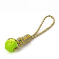 Bavlněné přetahovadlo s TPR zeleným míčem, odolná (gumová) hračka z termoplastické pryže
