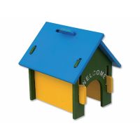 Domek SMALL ANIMAL dřevěný barevný 17 x 15 x 17,5 cm (1ks)