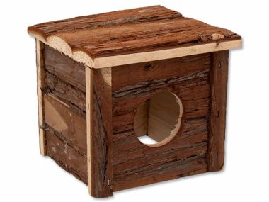 Domek SMALL ANIMAL dřevěný s kůrou 15,5 x 15,5 x 14 cm