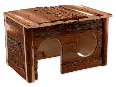 Domek SMALL ANIMAL dřevěný s kůrou 28 x 18 x 16 cm (1ks)