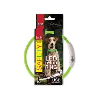 Obojek DOG FANTASY LED nylonový zelený S/M (1ks)