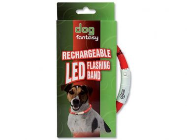 Obojek DOG FANTASY LED světelný červený 70 cm (1ks)