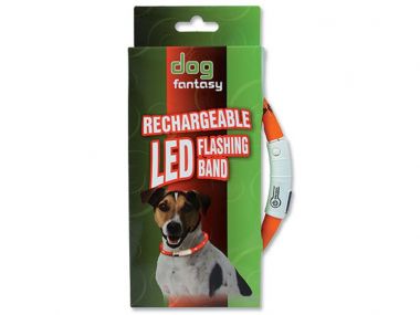 Obojek DOG FANTASY LED světelný oranžový 45 cm (1ks)