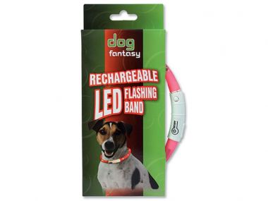 Obojek DOG FANTASY LED světelný růžový 70 cm (1ks)