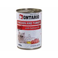 ONTARIO konzerva Chicken, Turkey, Salmon Oil (400g)
