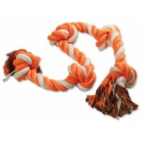 Uzel DOG FANTASY bavlněný oranžovo-bílý 5 knotů 95 cm (1ks)