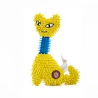 Žlutá kočka mop s TPR krkem, plyšová pískací hračka